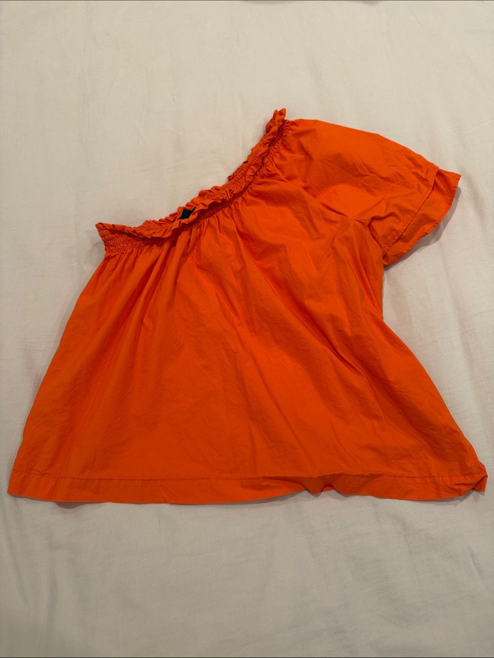 J. Crew Bright Orange Off-Shoulder Ruffle Top